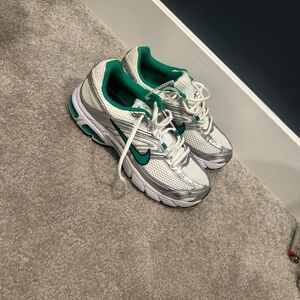 Nike White and Teal Athletic Shoes